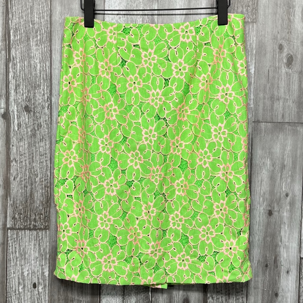 Lilly Pulitzer Hyacinth Skirt in Green Pique Lace [5089]